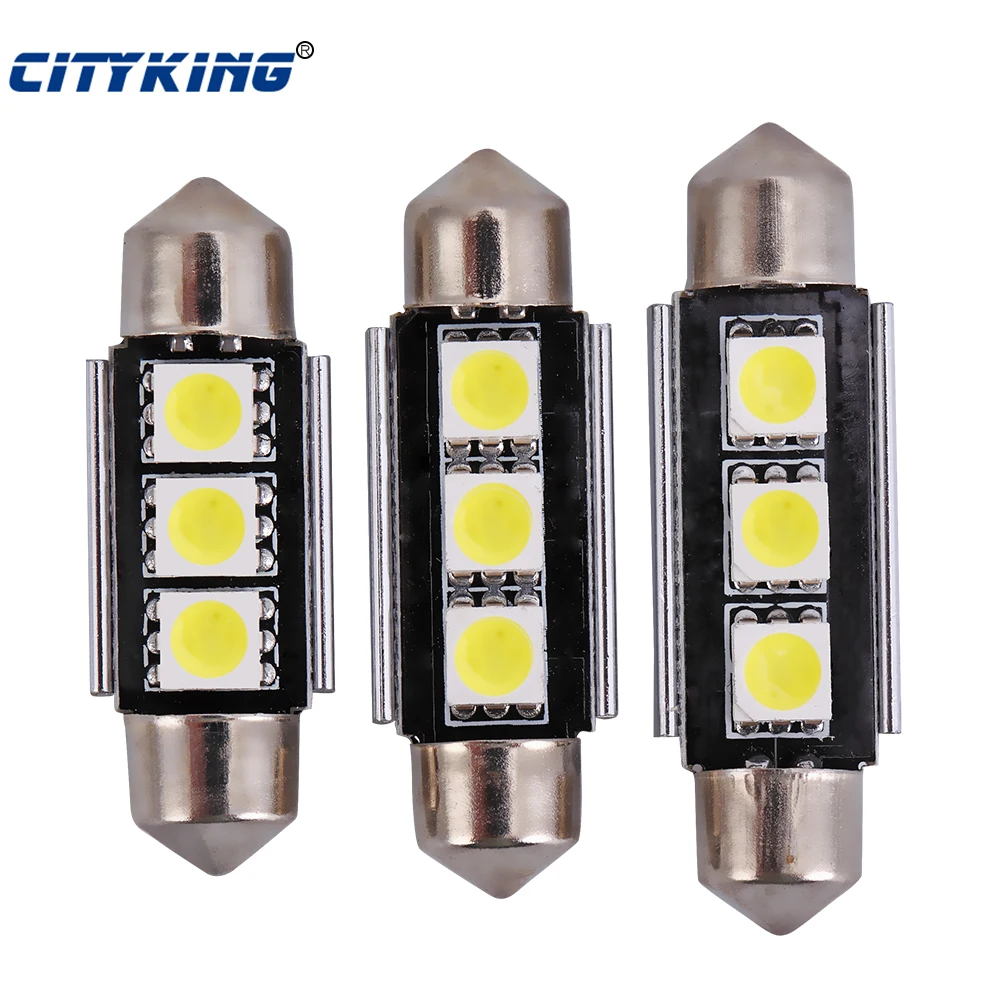 39MM 6-SMD 5050 Festoon Dome Map Interior LED Light Bulbs Lamp For C5W
