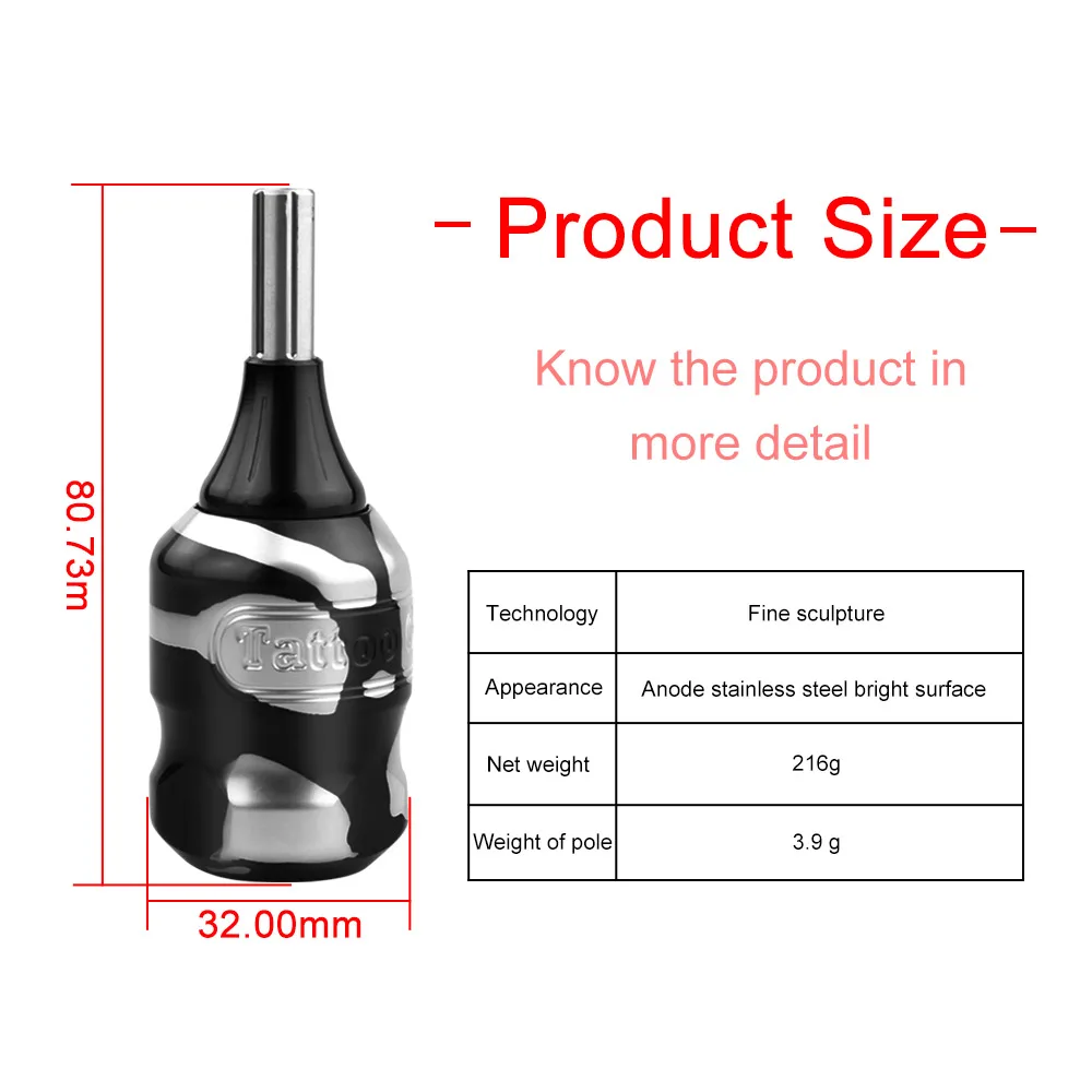 Картридж с рукояткой для татуировки 32 мм Регулируемые картриджи для татуировки из алюминиевого сплава рукоятки трубки и полюс для флеш тату-машины
