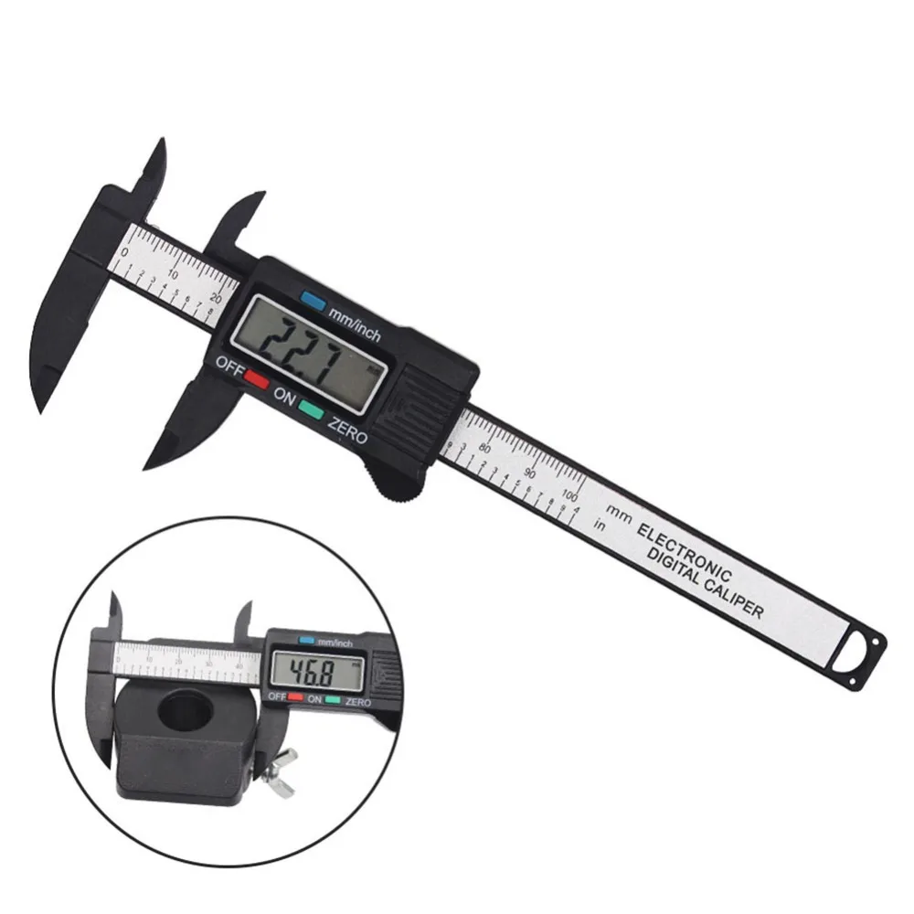 100mm 3 94 LCD Digital Electronic Carbon Fiber Vernier Caliper Gauge Micrometer Digital Ruler Measuring Tools