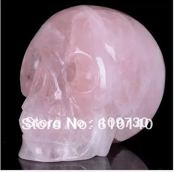 

00680 Natural Pink Quartz Crystal Carved Skull Carving Healin