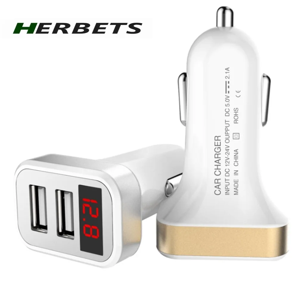 

USB Car-Charger with LED Screen Smart Auto Car Charger Adapter Charging for Car Mobile Phone chargers