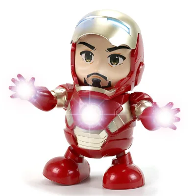 

Can Dance Iron Man Marvel Avengers Action Figure Toy Led Flashlight With Light Sound Music Robot Iron Man Hero Electronic Toy