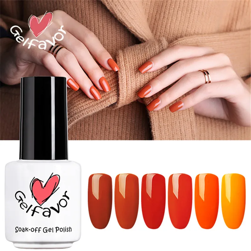 

Gelfavor Maple leaf colors Series Nail Gel Polish 7ml 6colors UV LED fast dry long lasting Soak-Off Gel paint for nail design