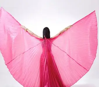 Танцевальная Фея Танец Живота Шелковые прозрачные крылья Isis с палочками египетские крылья 360 градусов черный оранжевый розовый - Цвет: rose no stick