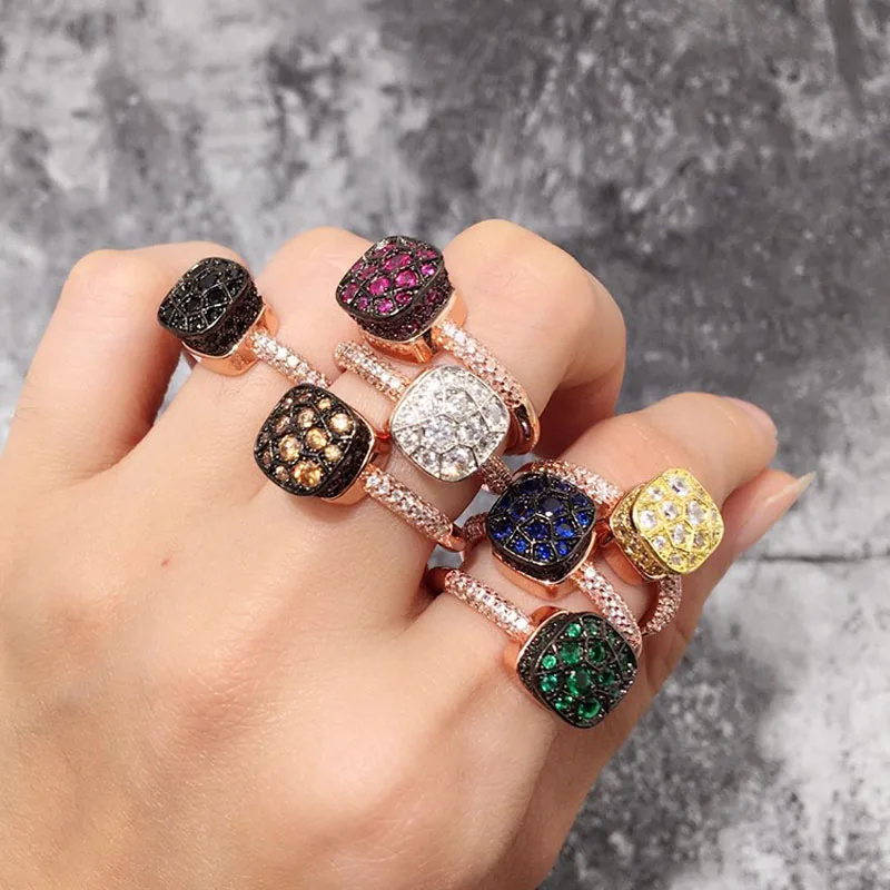 SLJELY роскошный бренд соты дизайн микро красочные кубического циркония квадратное кольцо для женщин 3A Циркон CZ модное кольцо на палец ювелирные изделия