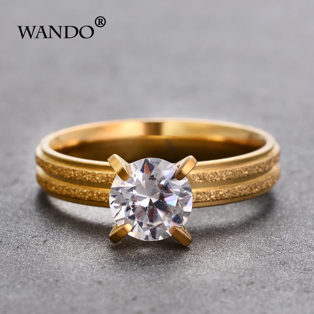 

WANDO Dubai ethiopia france Africa Classique Zircon Bague De Mariage pour Hommes/Femmes Or/Couleur Acier stainless steel ring