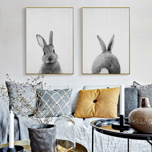 Kawaii Rabbit Tail Bunny Canvas Painting Nursery Wall Art Animal Kawaii Rabbit Tail Bunny Canvas Painting Nursery Wall Art Animal Poster Print Nordic Woodland Picture Baby