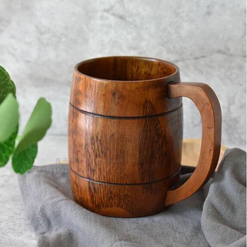 

2pcs/lot AIRCHR Wooden Beer Mug Non-toxic 100% Natural Wood Handmade Wooden Cup Japanese Exported
