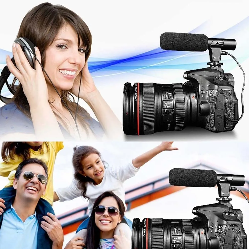 

3.5mm Universal Microphone External Stereo Mic for Canon Nikon DSLR Camera DV Camcorder ND998
