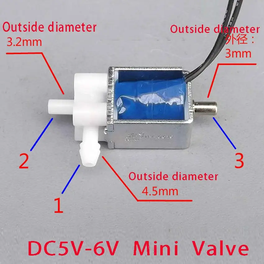 DC 5V 6V 2 Позиция 3 пути соленоидный воздушный газовый клапан нормально закрытый/открытый мини-микро электромагнитный клапан воздушный газовыделение выхлопных газов