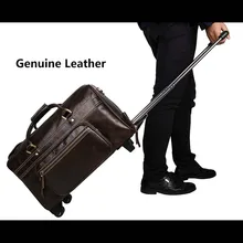 LeTrend, коричневые ретро сумки для путешествий из натуральной кожи, мужские деловые сумки на колёсиках, чемоданы, тележка, сумка для ноутбука