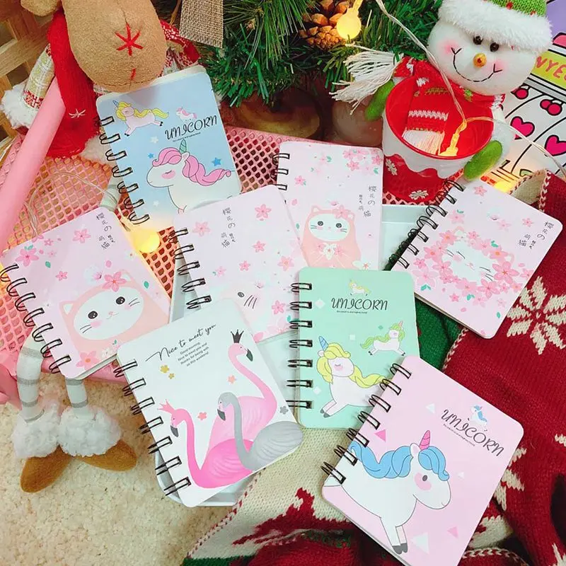 

Portable Cat Unicorn Planner Book Office School Schedule Stationery Mini Student Notebook