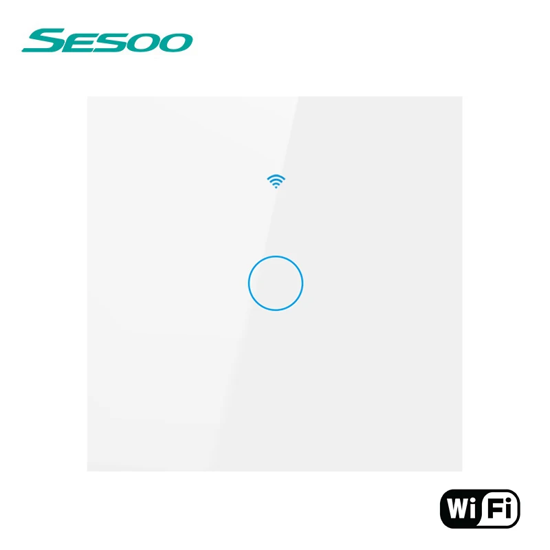 SESOO WI-FI умный сенсорный переключатель приложение Беспроводной дистанционного светильник настенный выключатель 1 группа с украшением в виде кристаллов Стекло Панель работает с Alexa/Google Home - Цвет: WIFI-EU-SK3-01 White