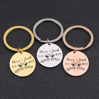 

Customized Name Date Keychain To Couple Lover Boyfriend Wife Gift Love Memorial Jewelry Birthday Presents Key Accessories