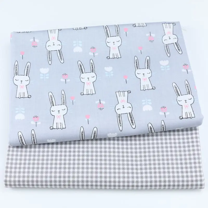 Новинка, 50x40 см, с принтом кролика, детская саржевая хлопковая ткань для шитья своими руками, стеганая одежда для детей и малышей