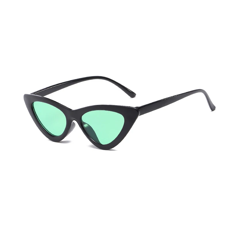 IGUETTA, маленькие солнцезащитные очки "кошачий глаз", женские, Ретро стиль, черные, белые, кошачий глаз, солнцезащитные очки, модные, винтажные, брендовые, дизайнерские, солнцезащитные очки - Цвет линз: BLACK GREEN