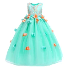 Одежда для детей фатиновая одежда для первого причастия для девочек-подростков на свадьбу, детское красивое платье с цветочным узором для девочек костюм для маленьких девочек LP-201