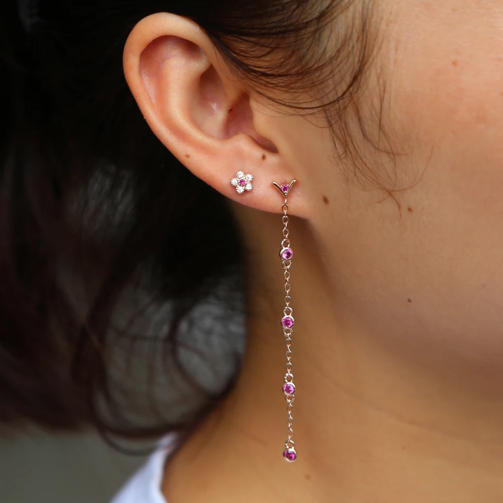 

2018 New Korean Micro Pave Zircon Love Heart Ear Line Earrings For Women Fashion Jewelry Long earring hot fashion Delicate Gift