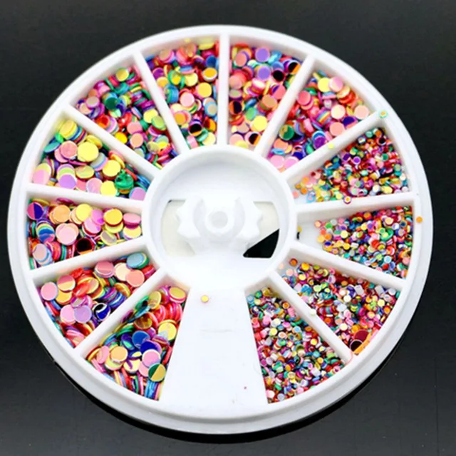 

3000pcs/wheel Mixed Fimo Resin Sequin Colorful Design Glitter Nail Art Tips Rhinestone Slice Decoration Manicure Nail Wheel Tool