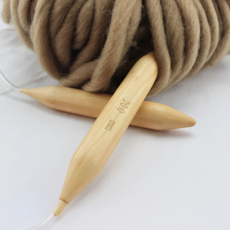 Giant Chunky 20 mm Handle Crochet Hook Bamboo Knitting Knit Needle