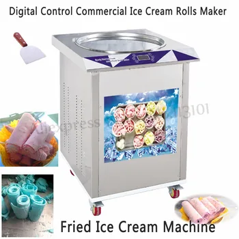 

Fried Ice Cream Roll Machine Commercial Thai Rolled Ice Yogurt Maker Single Pan 550mm Digital Temperature Control Defrost