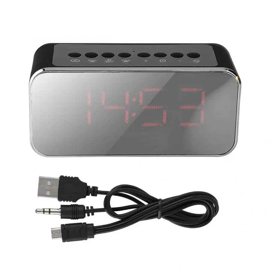 

soundbar Stylish Mirror Clock Bluetooth Speaker Wireless Mobile Phone SD Big Screen Alarm Clock bluetooth speaker waterproof