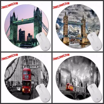 

New High Quality London Bridge And Bus Pattern Durable Gaming Optical Computer Mouse Mat Mice Pads Soft Silicone Round Mouse Pad