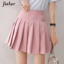 Jielur Женская юбка элегантный дизайн высокая талия корейский шик юбки черный белый розовый хаки цвет женские Юбки