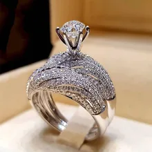 2 шт./лот, серебристое модное высококачественное популярное свадебное кольцо, кристраль,, новое модное ювелирное изделие, размер 5-12 для женщин