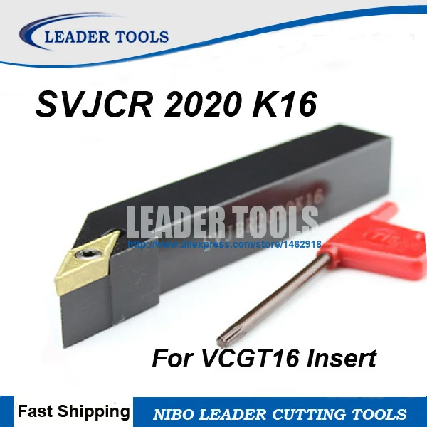 

SVJCR 2020 K16 CNC turning tool holder, 20*20*125 mm External turning tools, Lathe cutting tool,Tool holder For VCGT1604 Insert