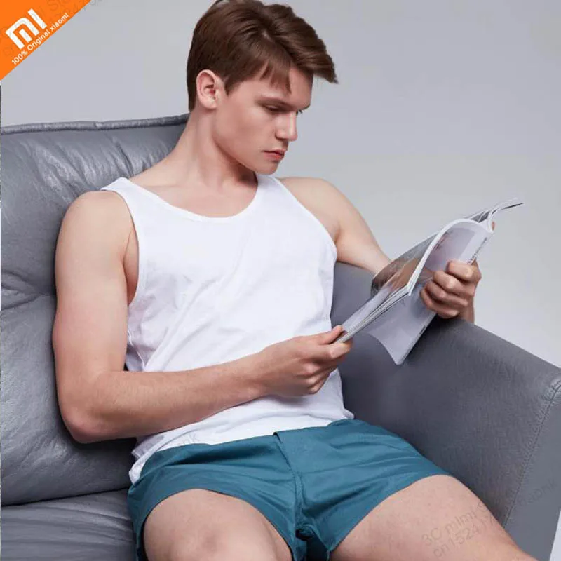 

4 color original xiaomi mijia men's cotton home pants 100% cotton loose home pants beach shorts smart home