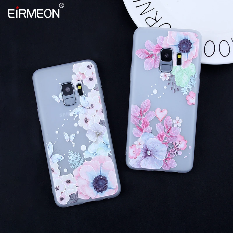 

Cases For Samsung Galaxy S9 Soft TPU Flowers Covers For S7 Edge S7 S8 Plus S9 Plus S10 Lite Plus Note 9 3D Relief Silicone Capas