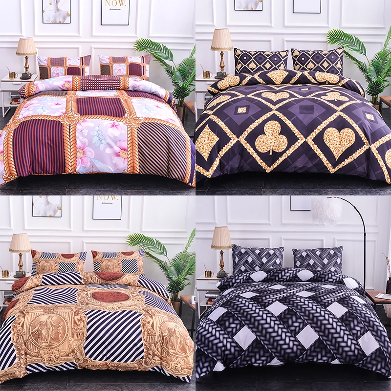 

Boniu Plaid Flower Pattern Softest Duvet Cover 2/3pcs Geometric Lattice Comforter Set King Size Comfortabler Quilt Pillow Cases