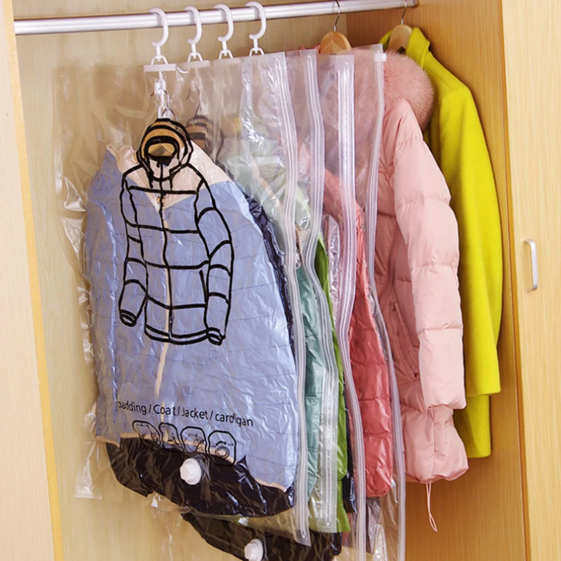 Can Hang Vacuum Bag For Clothes Foldable Transparent Border Compression