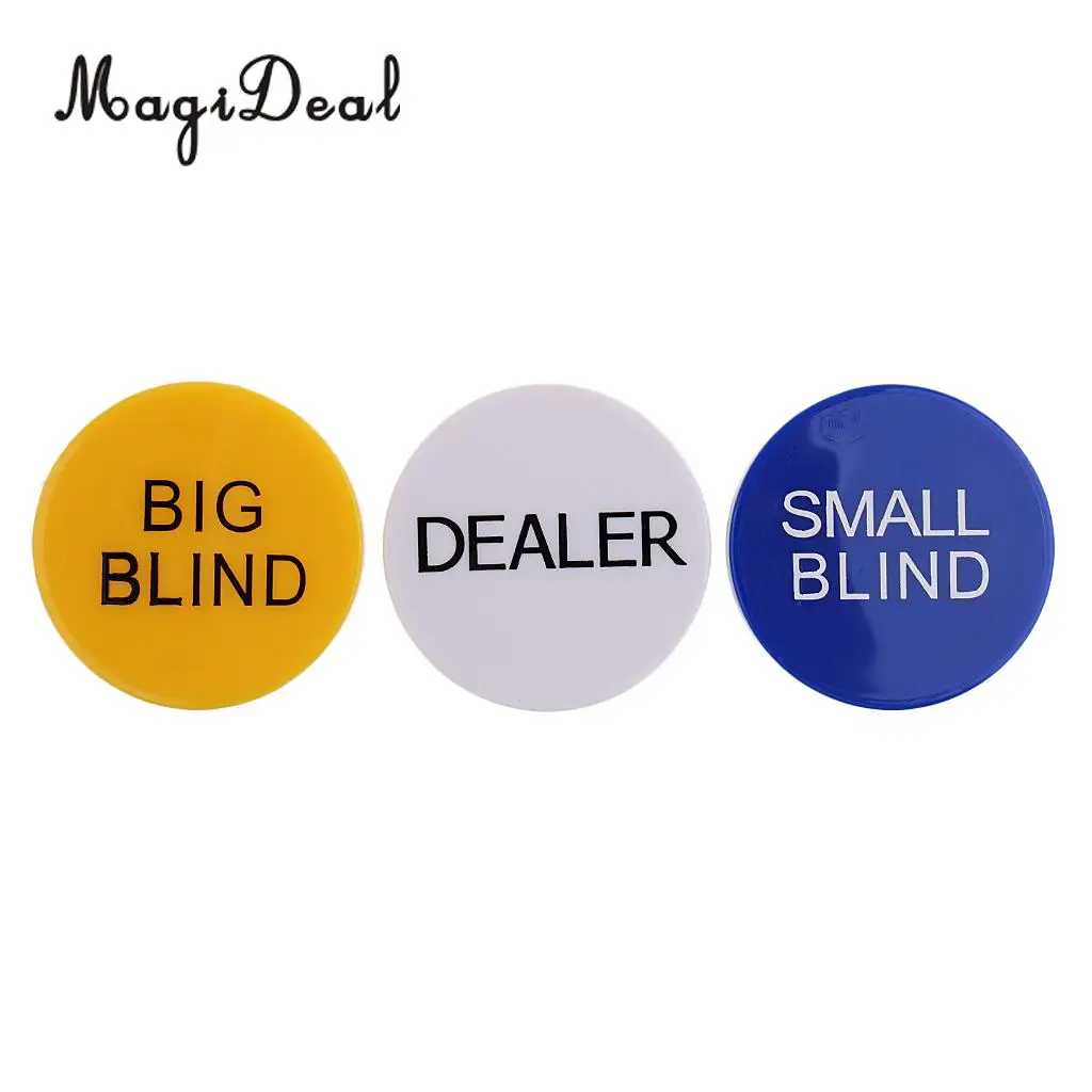 MagiDeal High Quality Set of Small Blind Big Blind Dealer Button for Funny Party Club Pub Poker Card Casino Game Parts 5cm Mutil