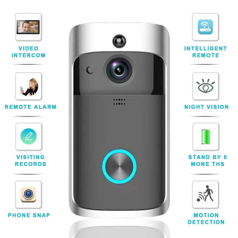 

Wireless WiFi Doorbell With Camera Door Phone Smart Security Video Doorbell Intercom Remote Home Monitoring IR Alarm Camera