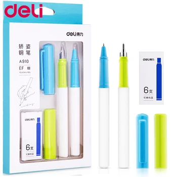 

Deli students orthodontic posture with six ink bags practice calligraphy avoid dirty hands fountain pens blue/black
