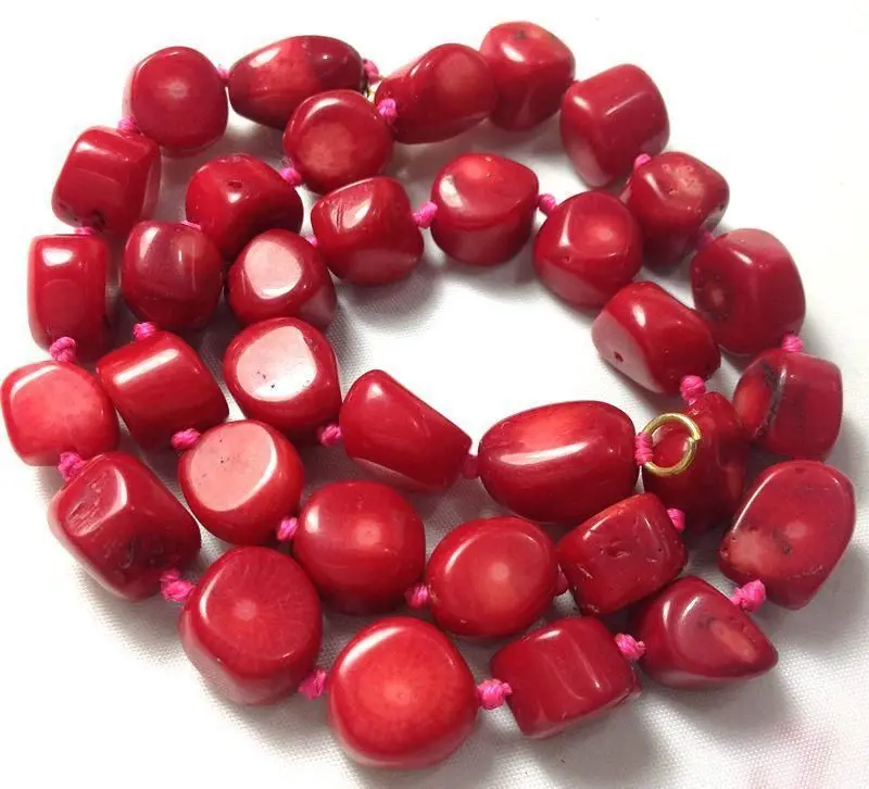 

W&O655 >natural 10x14mm red coral necklace 18 ''J