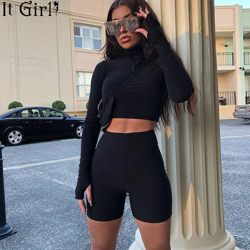 

2019 Sexy Women Fitness Set 2 Pcs Solid Long Sleeve Crop Top T-Shirt Stretch Shorts Lenggings Workout Outdoor Running Set Z122