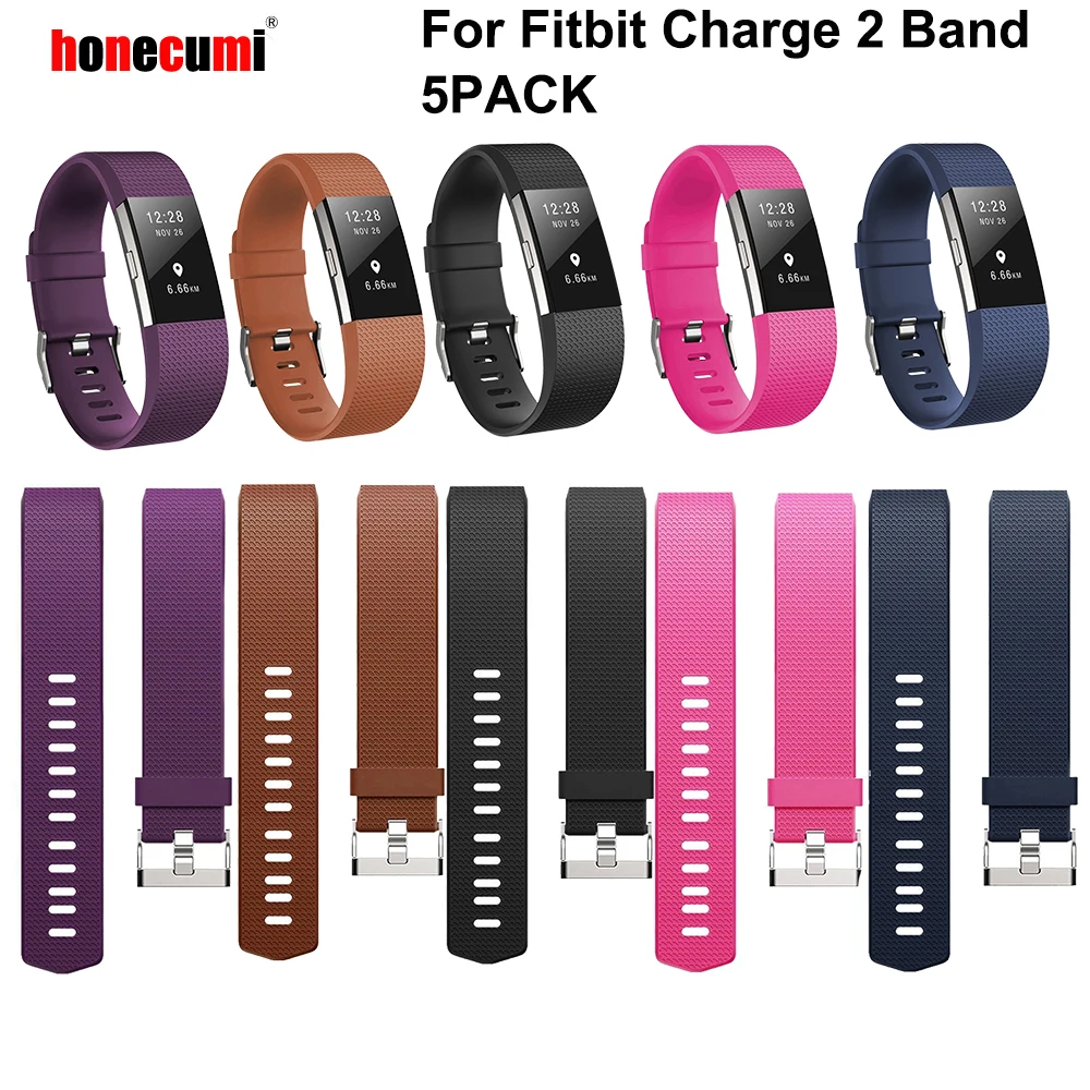 Honecumi 5 упаковок для Fitbit Charge 2 сменные силиконовые резинки ремешок умный Браслет