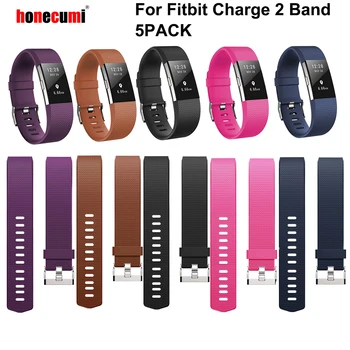 

Honecumi 5 Pack For Fitbit Charge 2 Replacement Silicone Rubber Bands Strap Smart Wristband Bracelet For Fitbit Charge2 Band