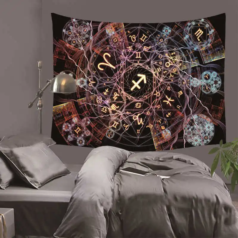 Психоделическое Созвездие Галактика космический узор гобелен настенный подвесной светильник-вес полиэстер ткань настенный Декор для дома DH0021