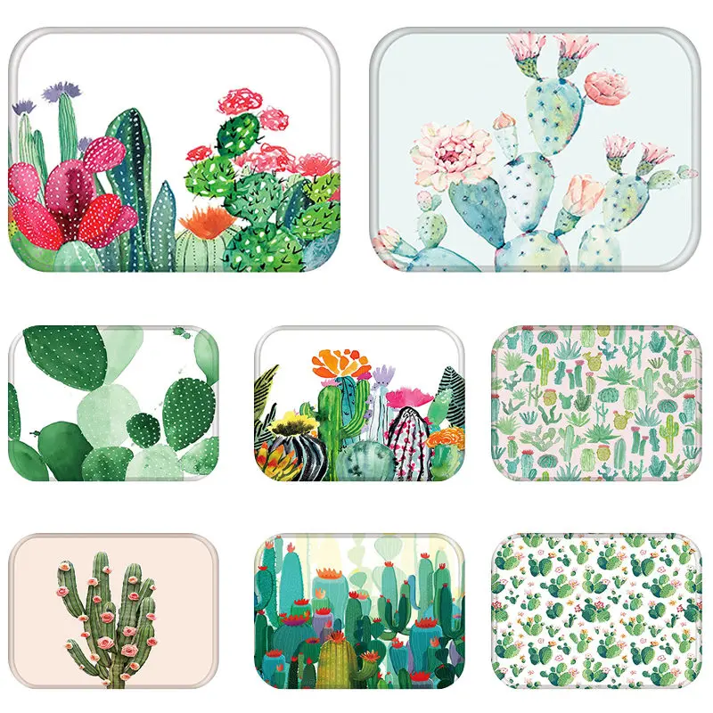 

Cactus Kitchen Entrance Door Mat Coral Velvet Carpet Rubber Colorful Indoor Floor Mats Non-Anti-Slip Rug 48261