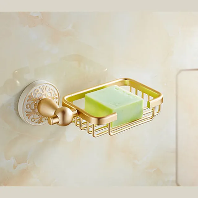 European style Gold plated bathroom soap dishes,wall mounted Aluminum Bathroom soap dishes,Free