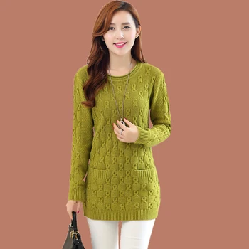

2020 new round neck long sleeve loose large size long sweater sweater autumn pullover