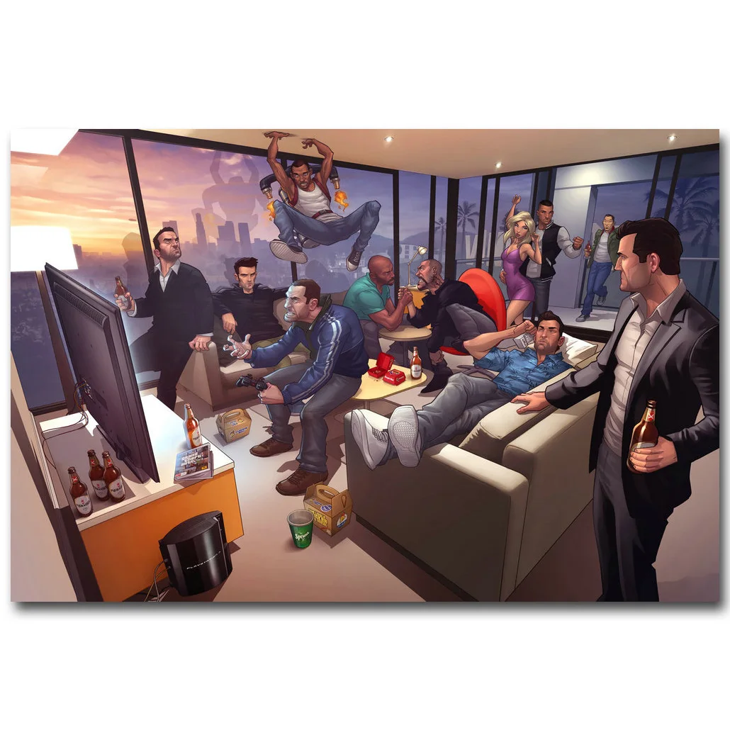 

Grand Theft Auto V Art Silk Fabric Poster Print 13x20 24x36 inch Hot Game GTA 5 Picture for Living Room Wall Decor 034