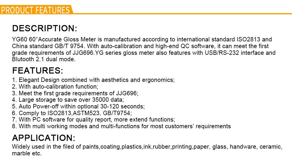 YG60S 60 Degree Economic Gloss Meter Paints Ink Ceramic Marble Tester Surface Cleaning Measurement Glossmeter