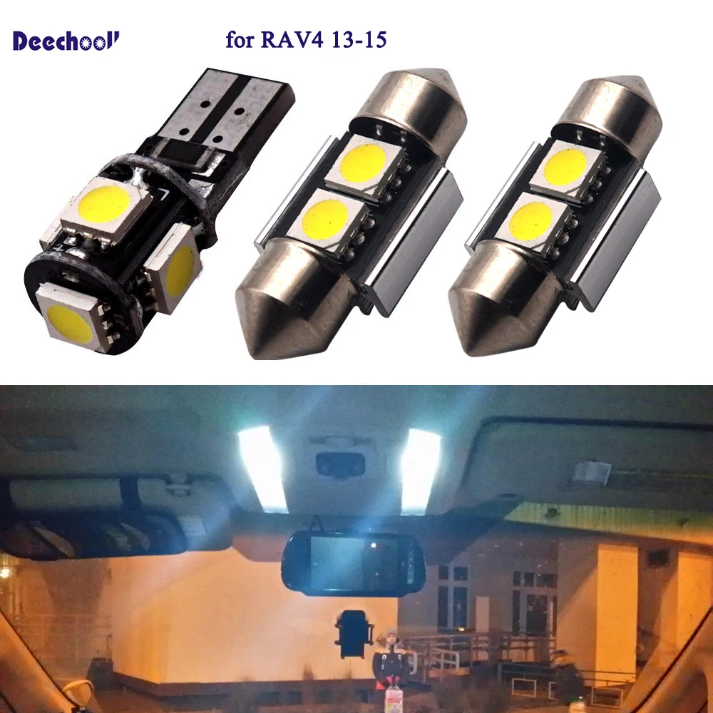 

deechooll 10pcs Car LED Lights for Toyota RAV4 13-15, Interior Light Bulbs for RAV4 13-15 Map Dome License Plate Lights Lamp