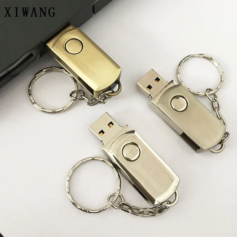 

creative USB Flash Drive 4GB 8GB pendrive 16GB pen drive 32GB 64GB metal usb memory disk 128gb silver rotatable free custom logo