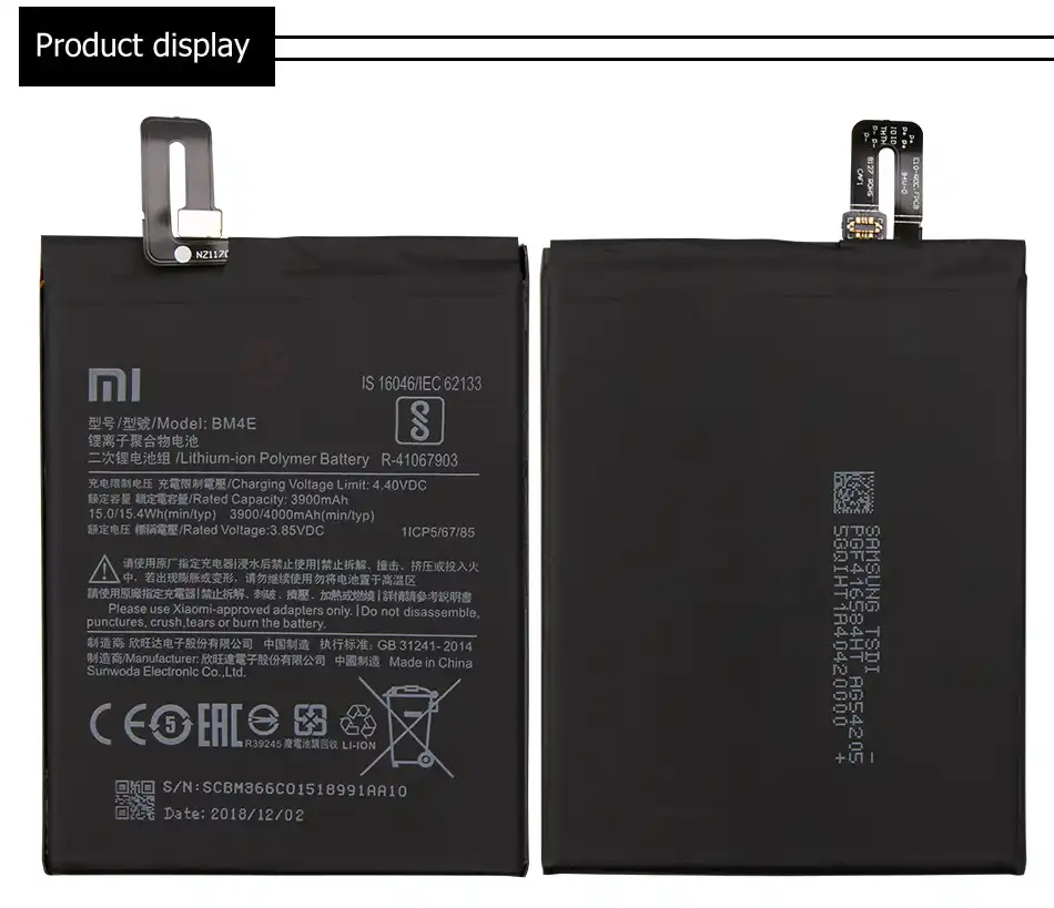 Original Phone Battery for Pocophone F1 Battery Xiaomi Pocophone F1
